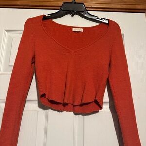 Burnt orange cropped long sleeve blouse